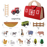 Montessori Baby Wooden Block Toys Barn Model Stacking