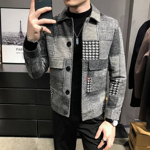 New Hombre Korean Casual Men Stitching Jacket Slim