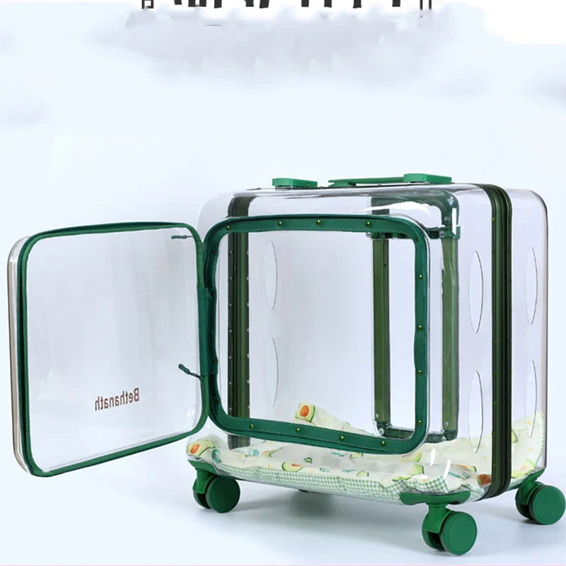 Clear Animal Cats Carriers Pet Trolley Stroller Pocket