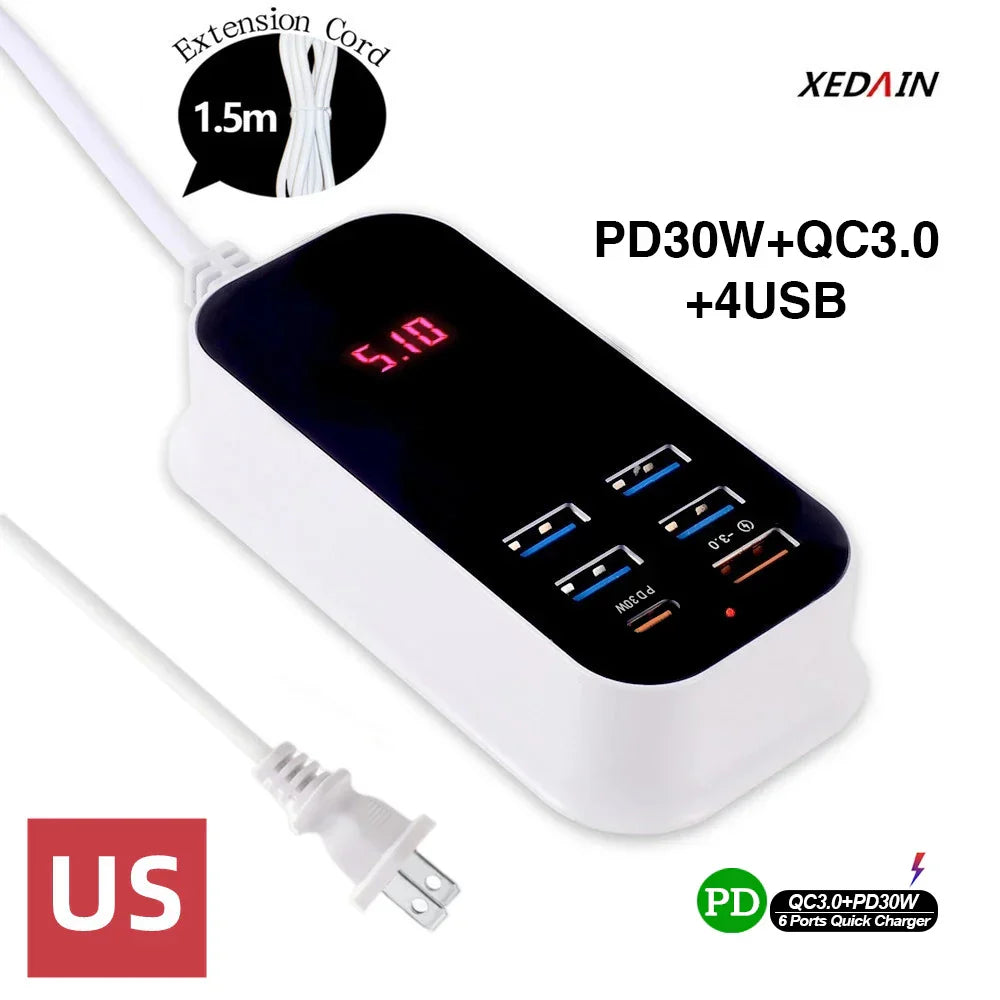 Multiple USB Charger PD 30W Type C Fast