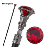 Red Diamond Single Joint Silver Walking Stick with