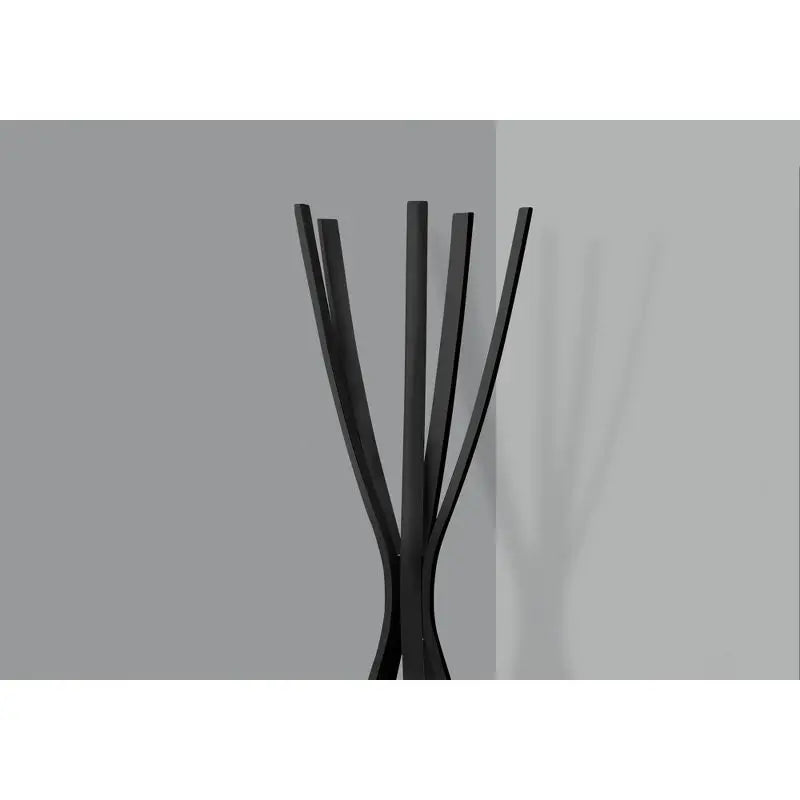 Elegant Satin Black 72" Contemporary Metal Coat Rack