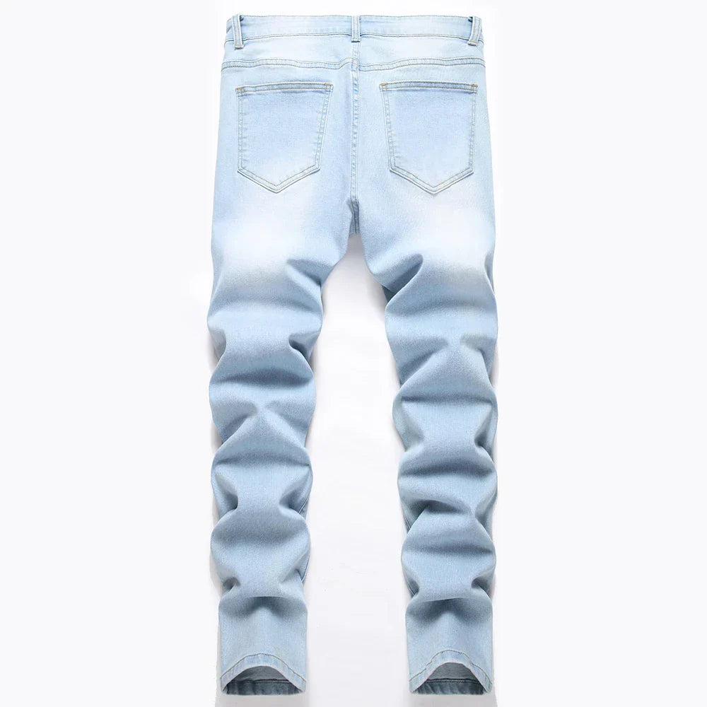 Stylish Slim Pencil Jeans Streetwear Men Trousers Ripped