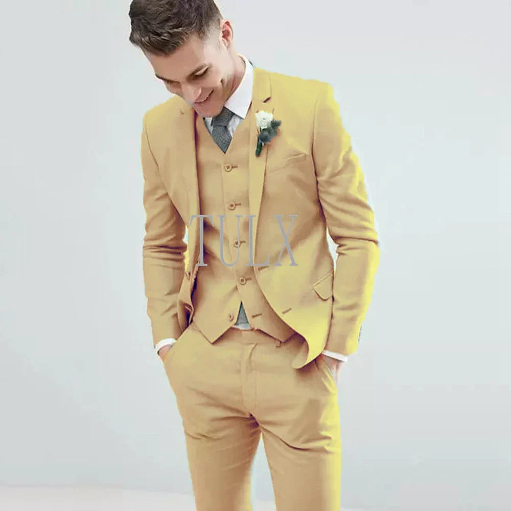 Light Green Men Suits Wedding Tuxedos Notched Lapel
