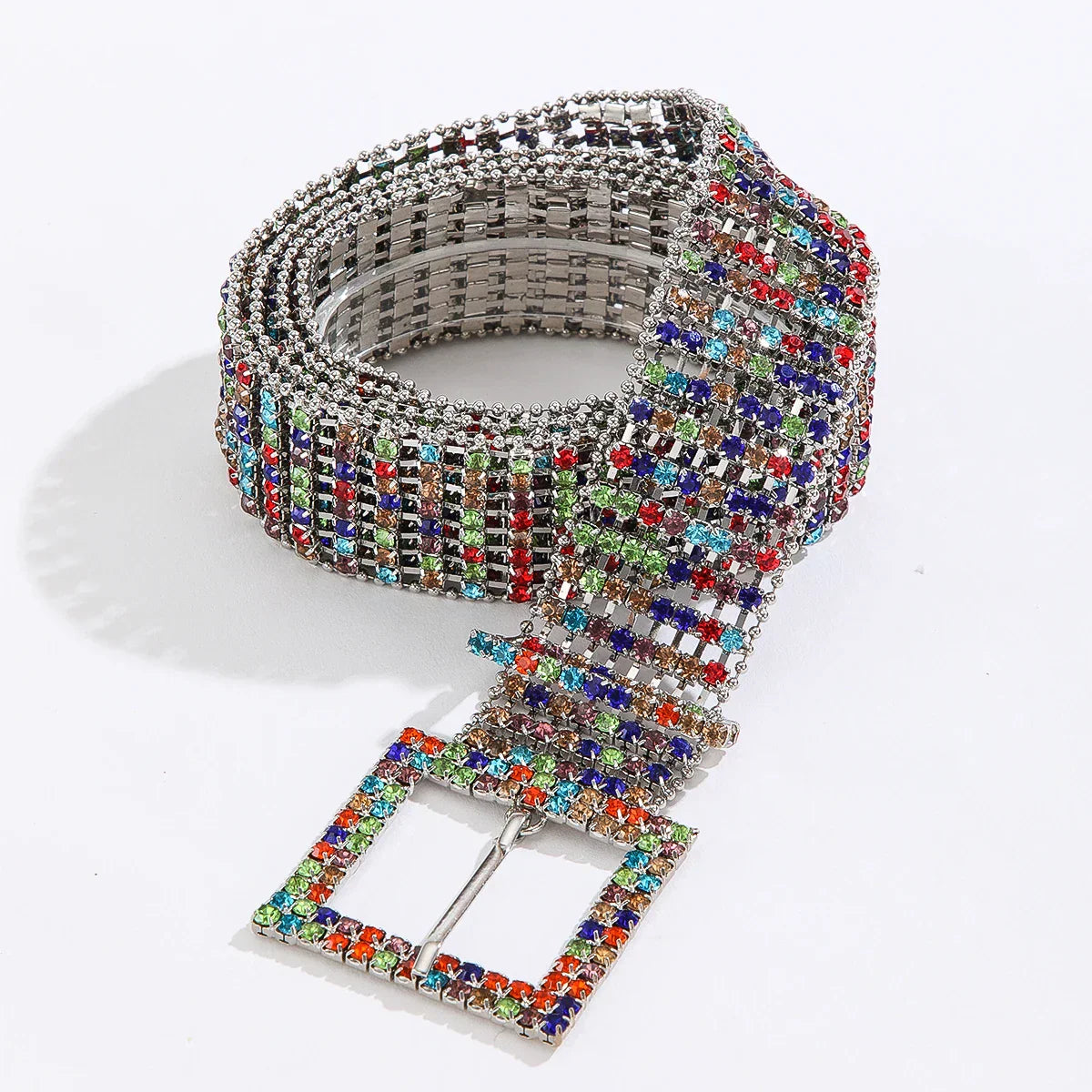 Fashion Waist 8 Rows Silver Plated with Colorful