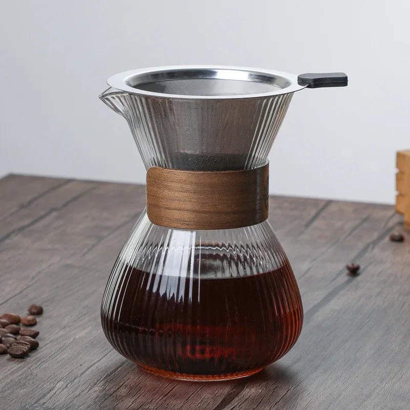 Striped Coffee Pot Hand Brewed Glass Coffee Sharing