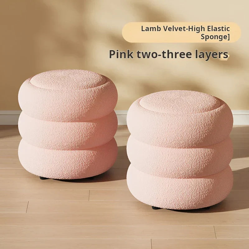 Living room Lamb wool low stool home shoe