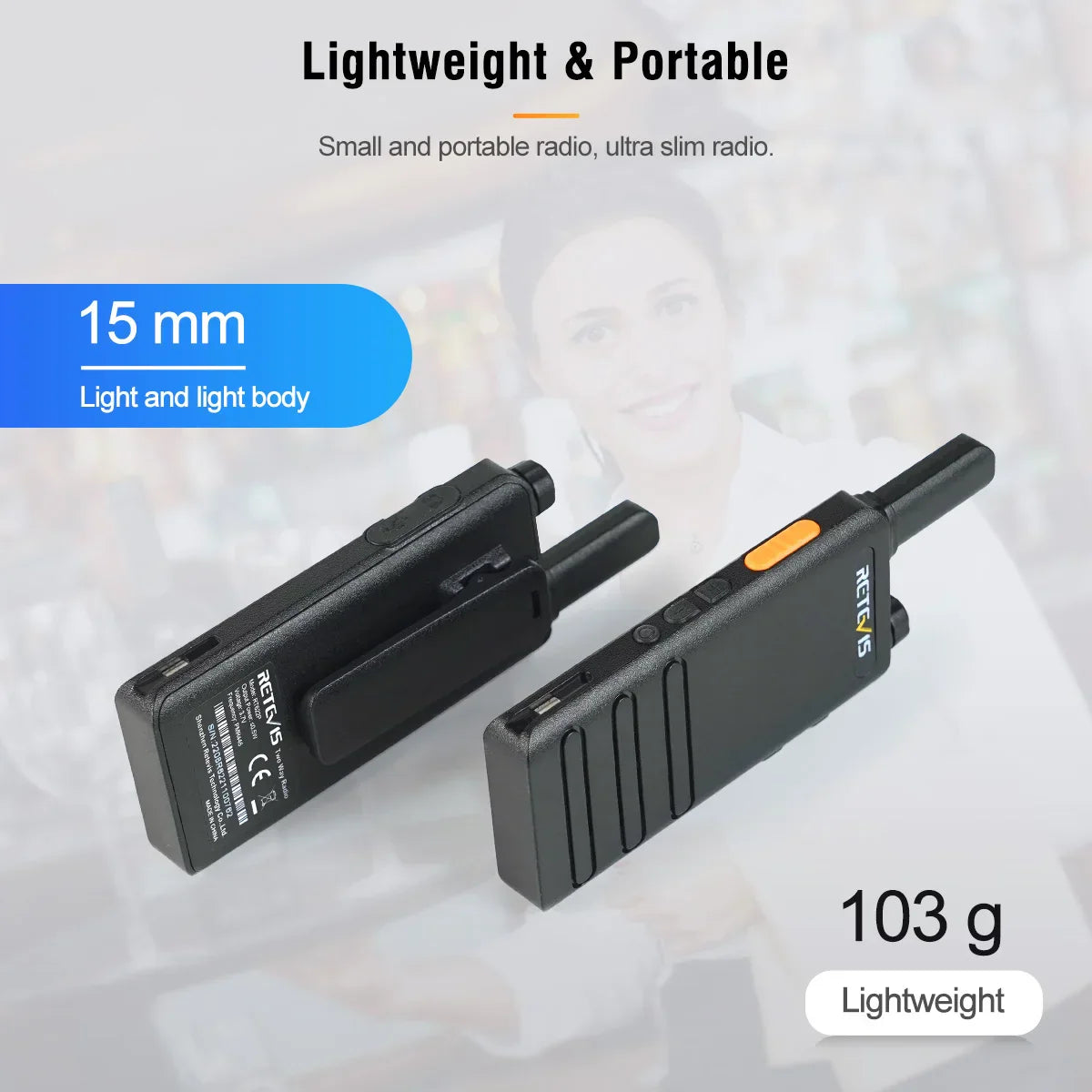 15mm Ultra-thin Mini Walkie Talkie Retevis RT622P Type