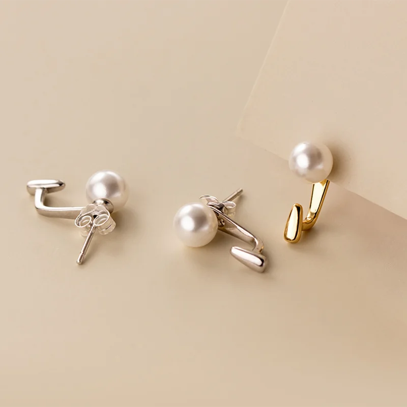 WANTME 925 Sterling Silver Trend Statement Synthetic Pearl