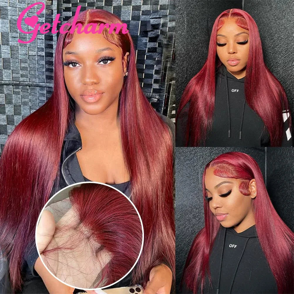 99J Burgundy Straight 13x4 Lace Front Human Hair