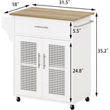 Rolling Kitchen Island on Wheels With Solid Wood