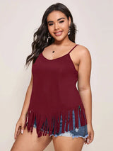Finjani Plus Size Womens Cami Slip Shoulder Fringe