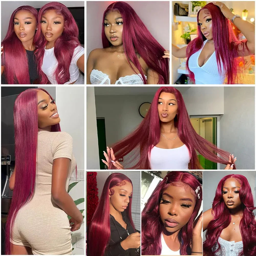 13x4 13x6 Burgundy 99J Red HD lace Frontal