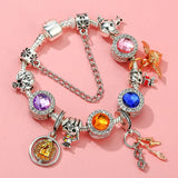 Cute Enamel Disney Princess Dress Charms Bracelet Women