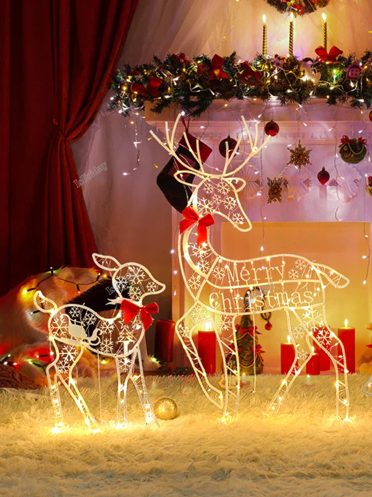 3PCS Handmake Iron Art Elk Deer Christmas Garden