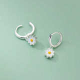 925 Sterling Silver Vintage Flower Little Daisy Earrings