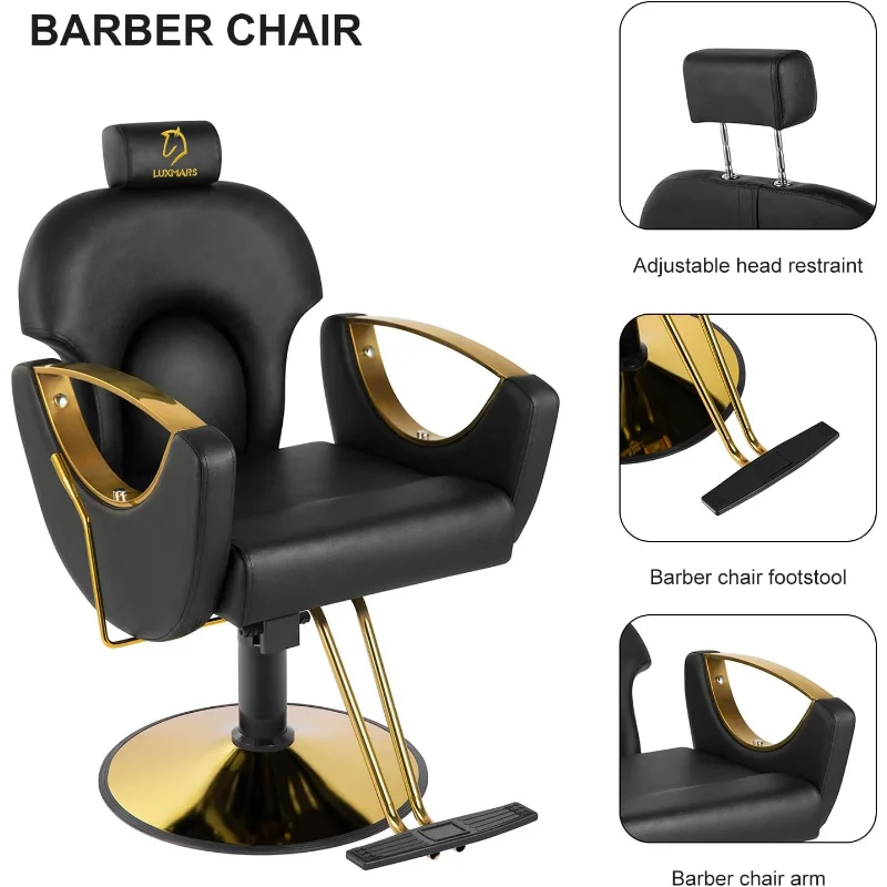 LUXMARS Hydraulic Barber Chair, Salon Chair 360 Degrees