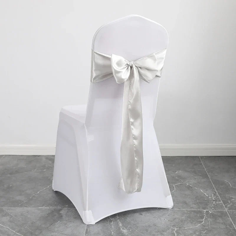 10PCS 17x275cm Sage Green Satin Chair Sashes Bows