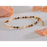 Yhpup Natural Stone Freshwater Pearl Bead Chain Bling