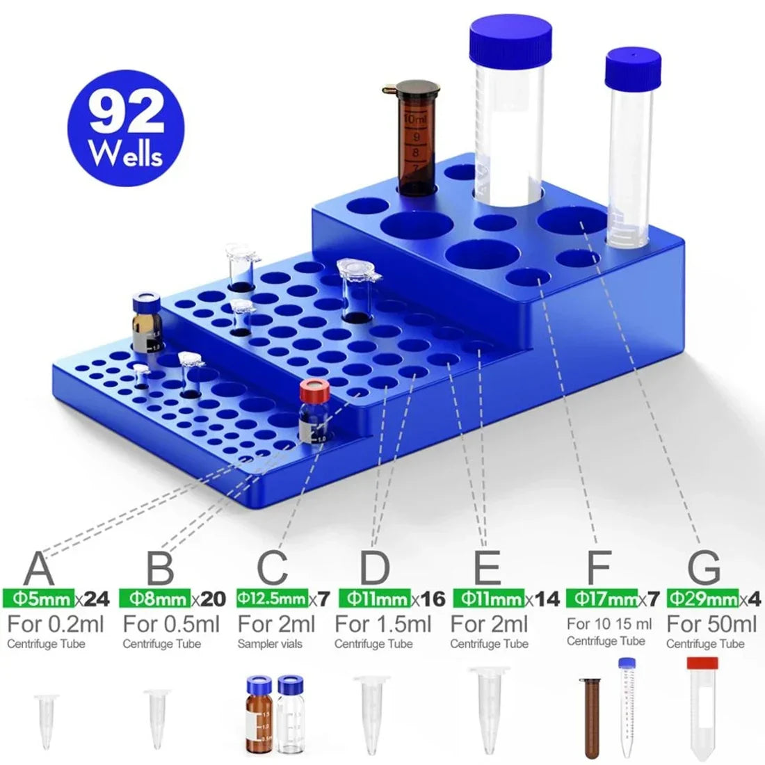 Multifunctional Centrifuge Tube Rack 0.2/0.5/1.5/2/5/10/15/50Ml Stepped Test Tube