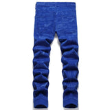 Rock punk style design Men Blue Printed Jeans