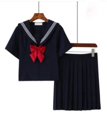 White Schoolgirl Uniform Japanese Class Navy Sailor School