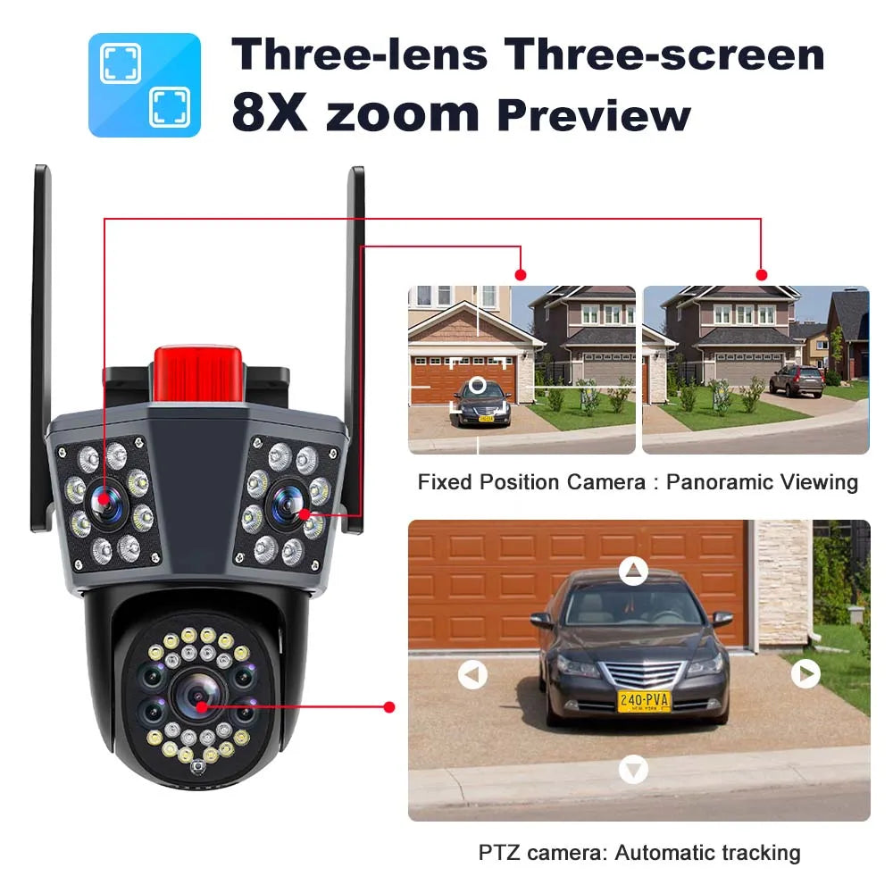 6K 12MP WIFI IP Outdoor Camera 8X Zoom