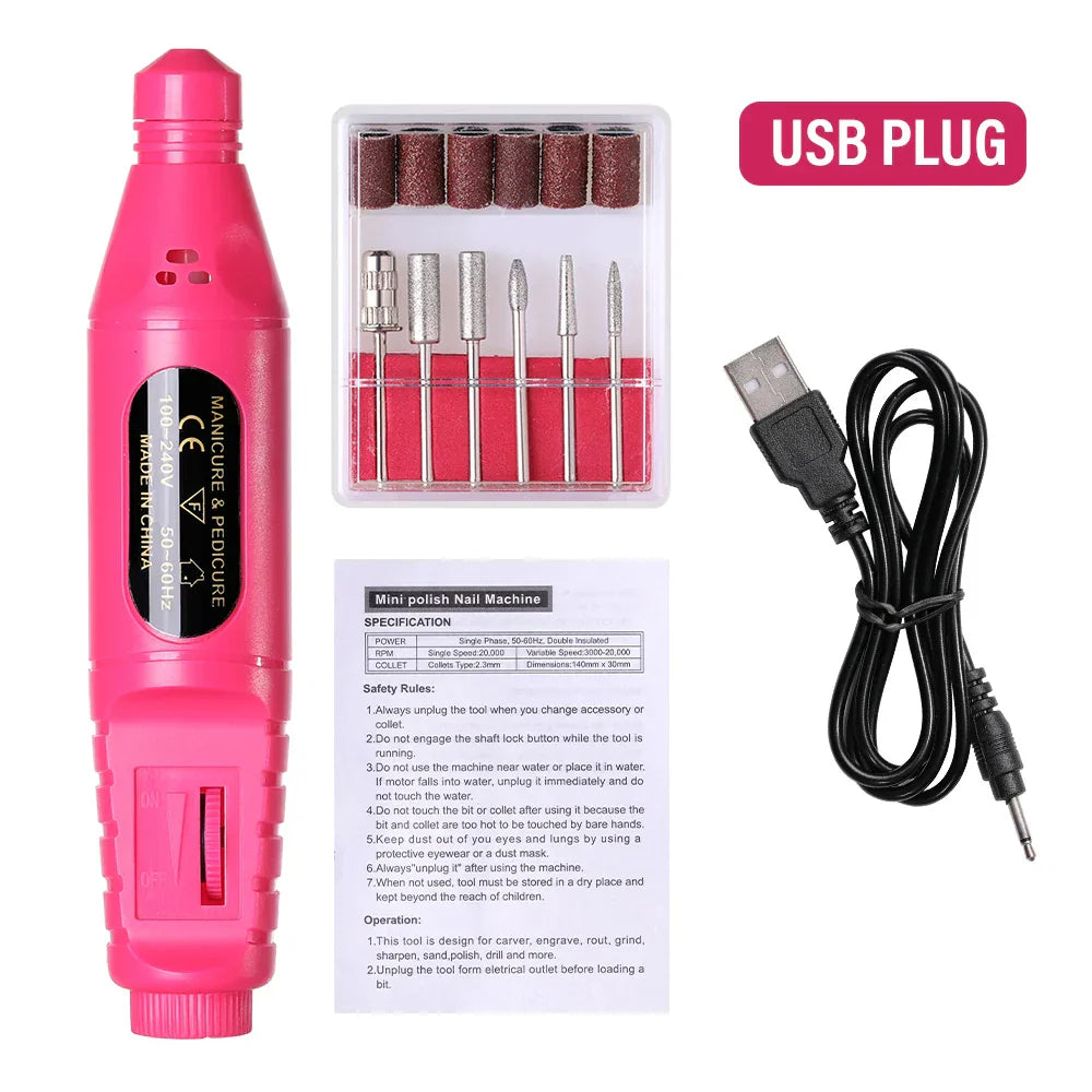 HALAIMAN USB Nail Drill Manicure Set Electric Nail