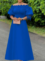 Plus Size 5XL VONDA Women Off Shoulder Maxi