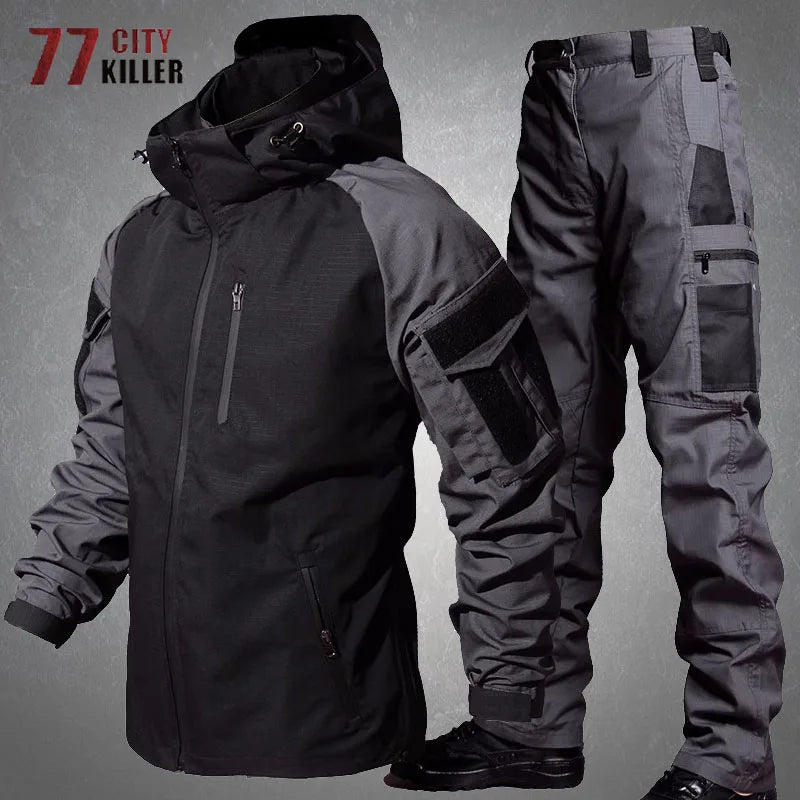 Men's Tactical Hooded Sets Outdoor Multiple Pockets Wear-resistant