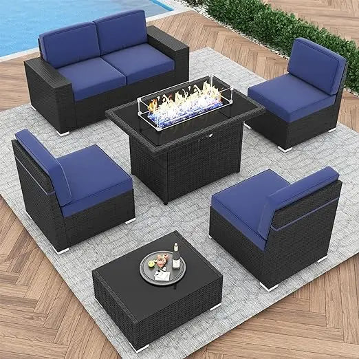 7/8 Pieces Outdoor Patio Furniture Set with Fire