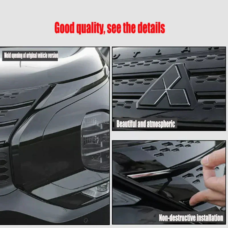 For Mitsubishi Outlander 2023 Black Samurai Car Body Sticker Zhongwang Car Logo Headlamp Center Pillar Blackening Special Film