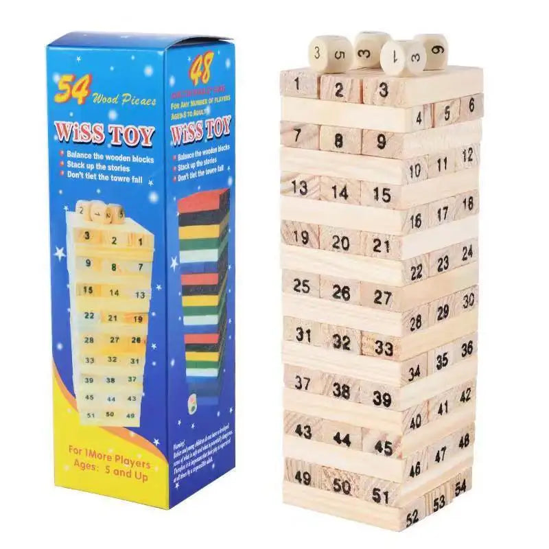 48PCS natural wood color building block balance game