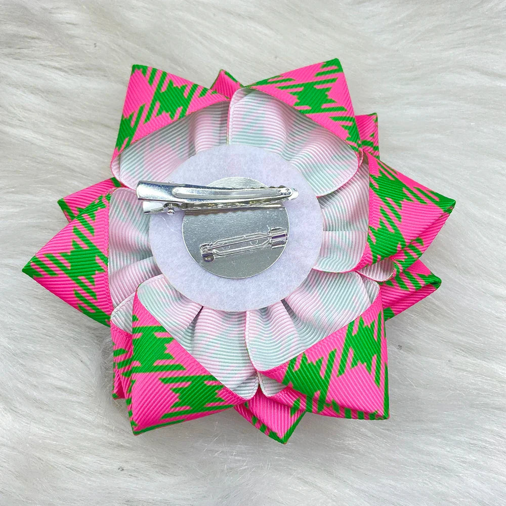 Pink green double layered flower shaped inlaid with