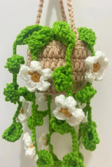 NEW Cute Potted Plants Crochet Car Basket,Hanging Plant