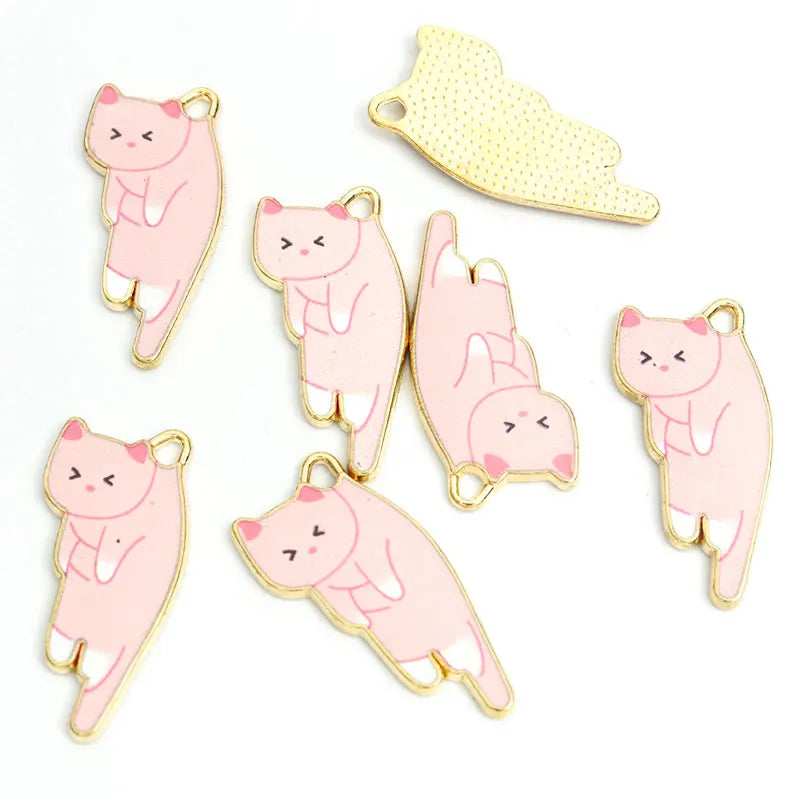 10pcs Kawaii Pet Kitten Enamel Charms for DIY