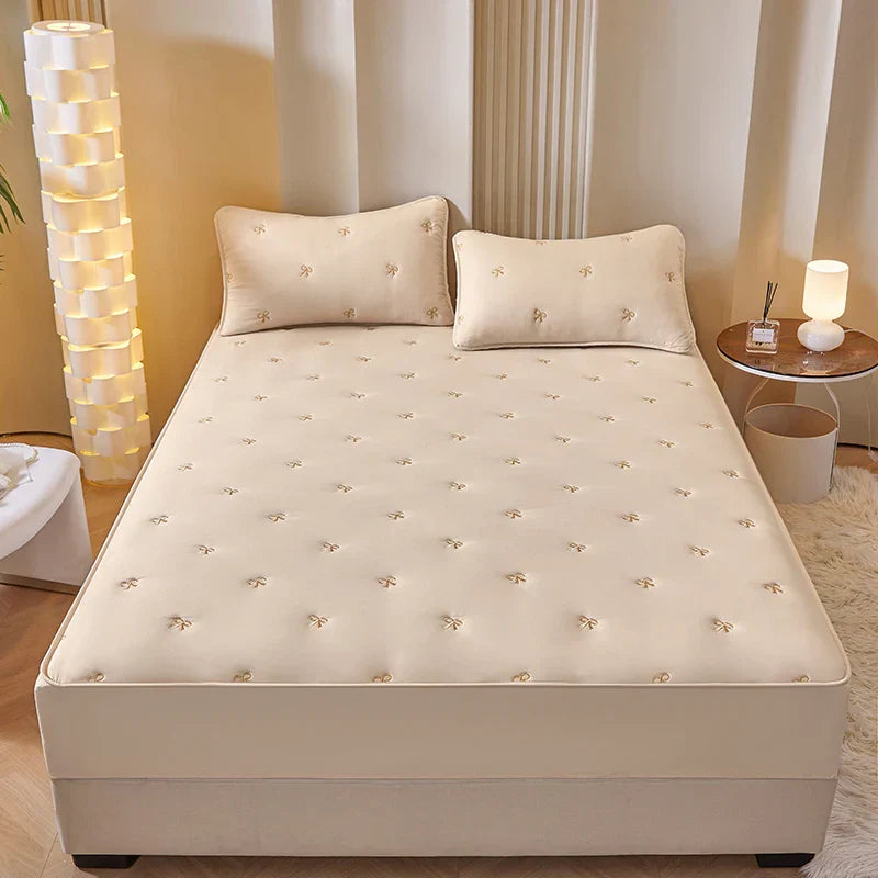 Super Thick Mattress Cover Quilted Embroidered Bed Cover