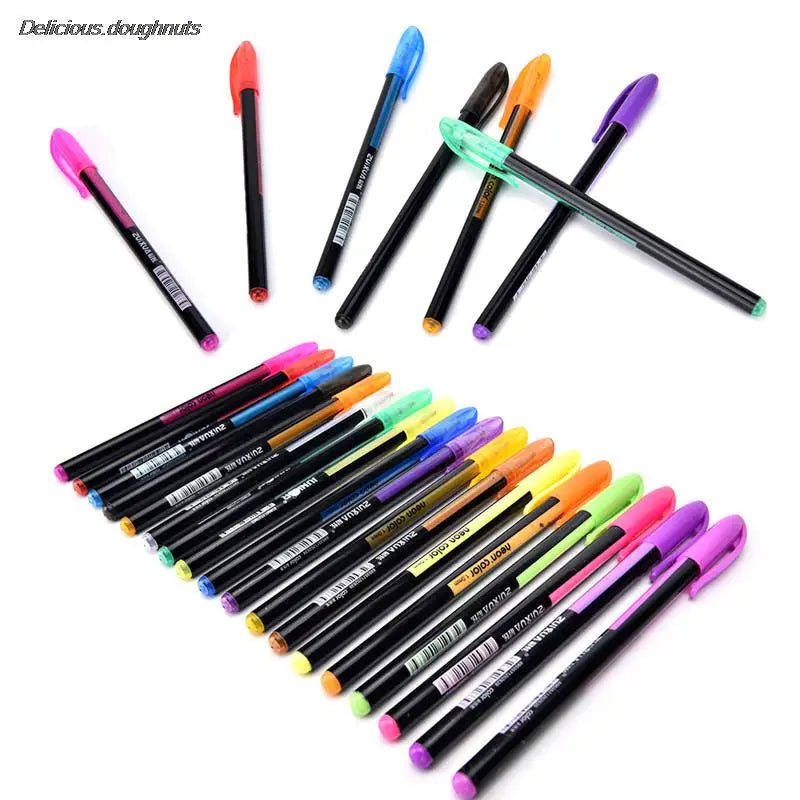 48 Colors Gel Pens Refills Rollerball Pastel Neon