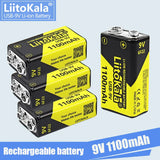 1-16pcs LiitoKala 9V 1100mAh li-ion Rechargeable battery USB