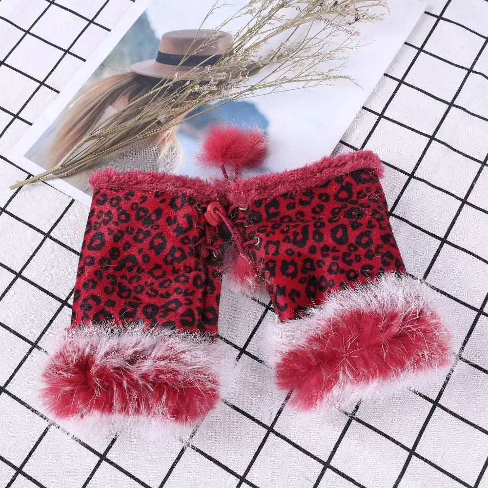 1 Pair New Fashion Faux Rabbit Hair Gloves