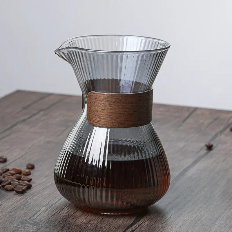 Striped Coffee Pot Hand Brewed Glass Coffee Sharing