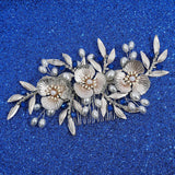 Flower Hair Comb Clip Pin Silver Color Head