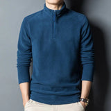 Autumn Winter Men Double-sided Fleece Business T-Shirt Zipper