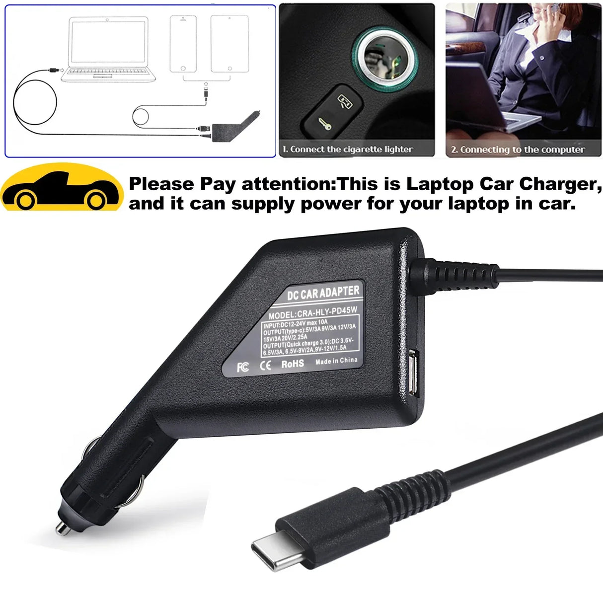 20V 2.25A 45W Type-C Laptop AC Adapter Charger