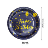 Dark Blue Gold Dot Disposable Tableware Set Paper