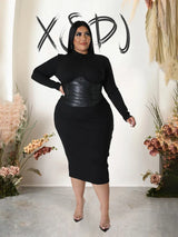 Zipper Dress Tight Ladies Mid Length Plus Size