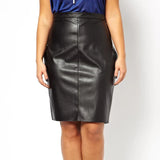 Plus Size High Waist Elegant Spring Autumn Pu