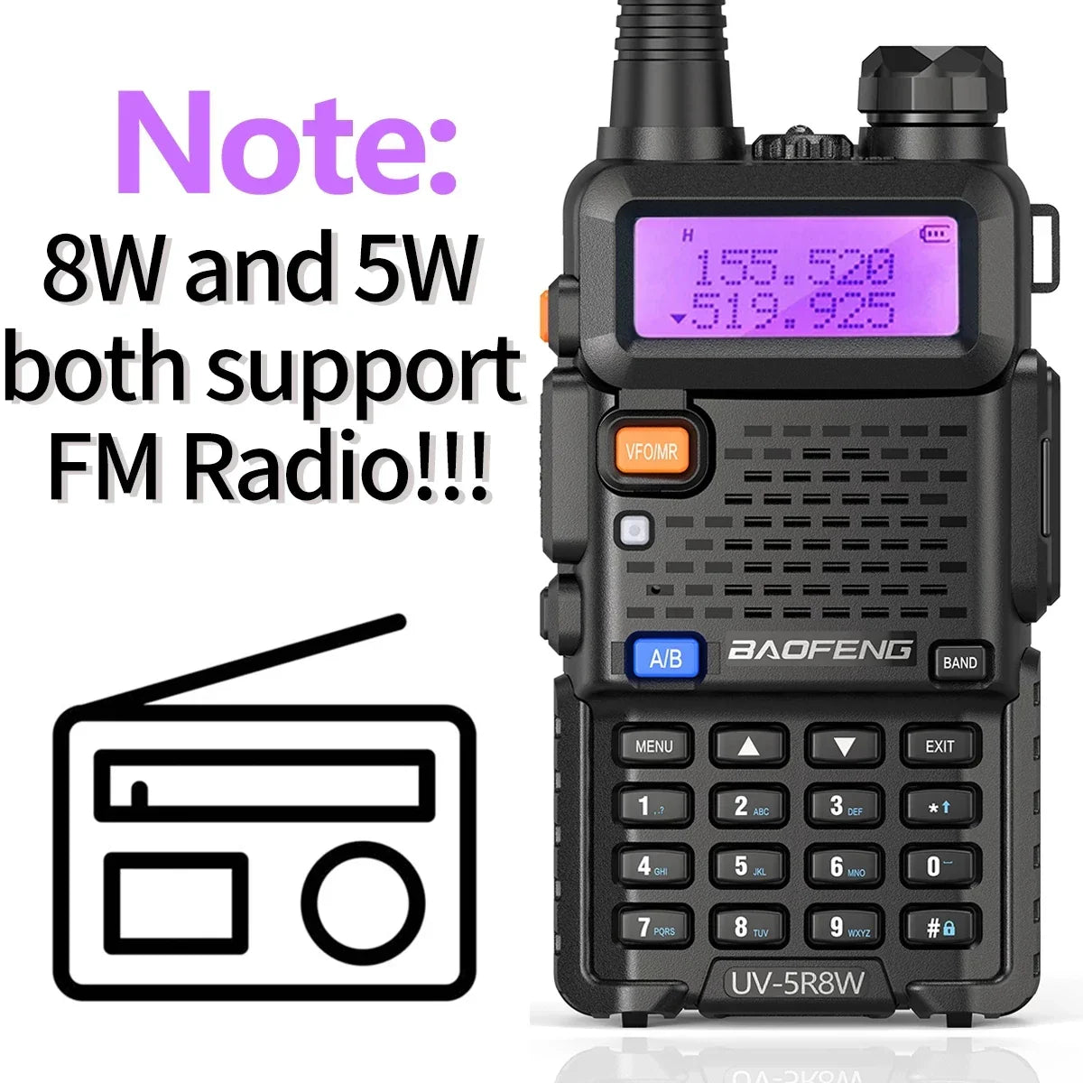 Baofeng UV-5R 8W True High Power 8/5W Powerful