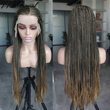 Ombre Burgundy 13x6 Lace Frontal Braids Wig Synthetic
