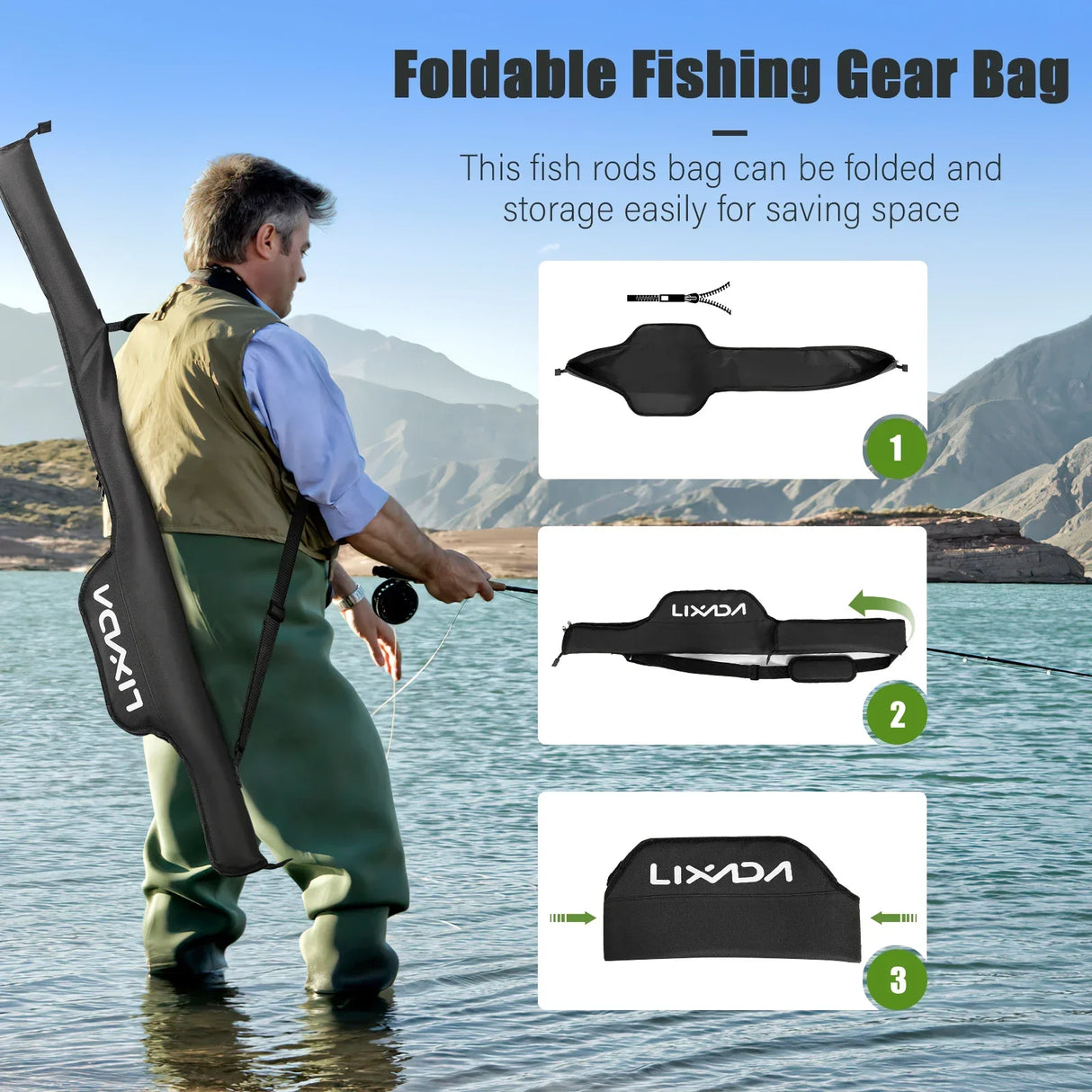 LIXADA 53 Inch Fishing Rod Bag Pole Pack